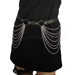 Schwarze Kunstlederlegierung mehrlagige Kette Quaste Taille Bauchketten für Frauen&nbsp;FS-WG64C31-01