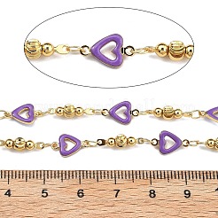 Catene a maglie a cuore in ottone&nbsp;KK-D368-03G-G