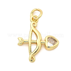 Ciondoli con arco e freccia in ottone micro pavé di zirconi cubici&nbsp;KK-C134-12G