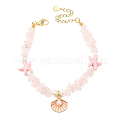 Braccialetti con perle di perle di turchese sintetico e conchiglia&nbsp;BJEW-JB12413-02