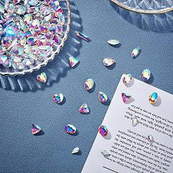 Cabochons en verre avec strass de dos avec point&nbsp;RGLA-GF0001-07C