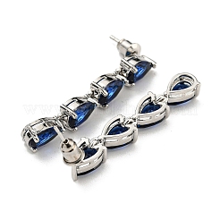 Orecchini a bottone in vetro in ottone color platino con placcatura a cremagliera da donna&nbsp;EJEW-H310-01P-02
