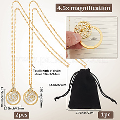 2 collana con ciondolo in lega con fiore e lente d'ingrandimento in vetro per donna&nbsp;MAGL-SP0001-01G