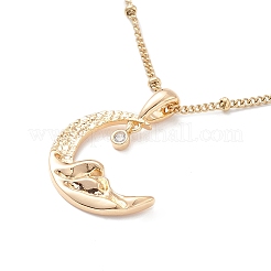 Collane con ciondolo a forma di luna con zirconi chiari&nbsp;NJEW-I123-01