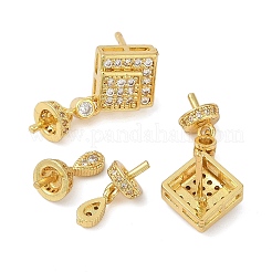 Set di orecchini pendenti in ottone micro pavé di zirconi cubici&nbsp;KK-F891-14G