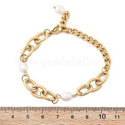 304 Edelstahlkabel- und kubanische Gliederkettenarmbänder für Damen&nbsp;BJEW-C089-07G