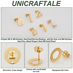 72 Stück 6 Stile 201 & 304 Edelstahl Ohrstecker Zubehörse&nbsp;STAS-UN0059-22
