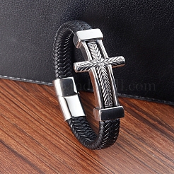 Gewebte Armbänder aus Kunstlederschnur&nbsp;PW-WGD5038-01