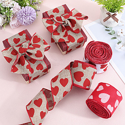 Ruban imprimé cœur en polyester pour la Saint-Valentin de 10 m&nbsp;SRIB-CY0001-01C