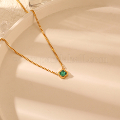 Pendentif carré en acier inoxydable vert fougère&nbsp;QK1004-1