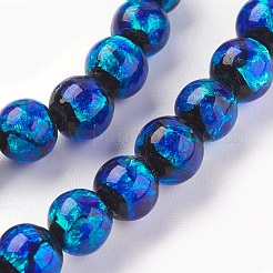 Argento fatti a mano in vetro murano lamina perline&nbsp;LAMP-P051-G10-6mm