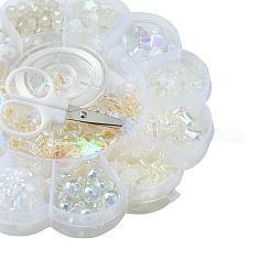 DIY-Acryl-Blumenperlen-Stretch-Armband mit Blatt-Charms-Herstellungskits&nbsp;DIY-YW0008-88