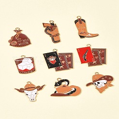 18 stücke 9 arten western cowboy hut stiefel geld tasche schädel legierung emaille anhänger&nbsp;FIND-FS0003-91