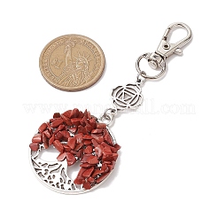 Pendentif arbre de vie en aventurine rouge naturelle et aventurine verte et améthyste et œil de tigre et lapis-lazuli et jaspe rouge et turquoise synthétique&nbsp;HJEW-JM02300