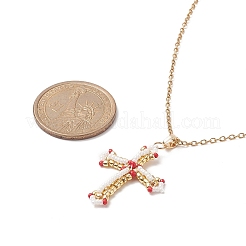 Collana con pendente a croce con perline di semi giapponesi&nbsp;NJEW-MZ00013