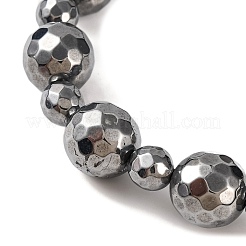 Bracelets extensibles en perles de pierre térahertz rondes à facettes pour femmes et hommes&nbsp;BJEW-H590-02
