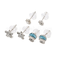 Pendientes de botón de aleación con rhinestone para mujer&nbsp;AL-CBA004A-01P
