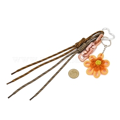 Décorations suspendues en corde de polyester et tissées à la main avec des fleurs&nbsp;HJEW-JM04422-03