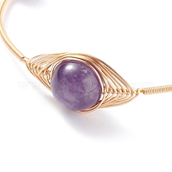 Brazalete con cuentas redondas de amatista natural&nbsp;BJEW-JB07816-03