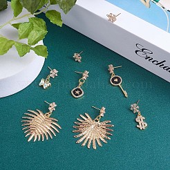 8pcs latón micro pavé zirconia copo de nieve pendientes fornituras&nbsp;JX500A