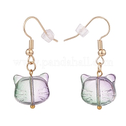 Pendientes colgantes con gato de vidrio&nbsp;EJEW-JE04960