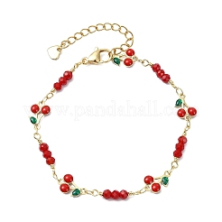Pulseras de eslabones de cereza esmaltadas en latón para mujer&nbsp;BJEW-JB13882
