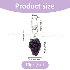 10 pendentif décoratif en résine représentant un raisin&nbsp;KEYC-FH0001-82