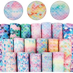 Tessuto in pelle pu con motivo a squame di sirena&nbsp;AJEW-FG0001-04