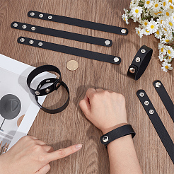 18 pulsera de cuero sintético con cierre a presión para hombre y mujer.&nbsp;BJEW-CY0001-13B