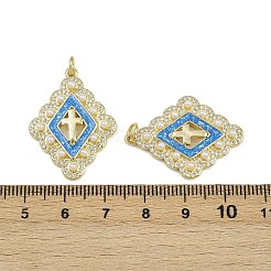 Ciondoli in smalto con zirconi cubici a micro pavimentazione in ottone&nbsp;KK-L249-05G