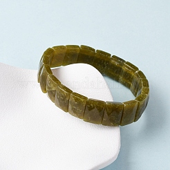 Rechteckige Stretch-Armbänder aus natürlicher Zitronenjade für Damen und Herren&nbsp;BJEW-Z149-01H