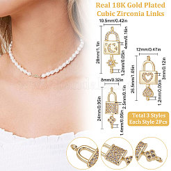 6 Stück 3 Stile Messing Micro Pavé klare Zirkonia Verbinder Charms&nbsp;KK-BBC0002-94