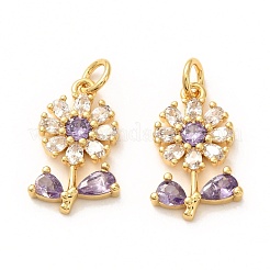 Pendentifs en laiton micro pavé lilas zircone cubique&nbsp;ZIRC-P086-21G
