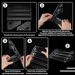 4-stufiger Acryl-Organizer-Displayständer für Ausweise&nbsp;ODIS-WH0108-065A