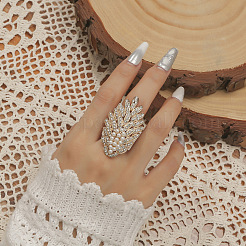 Ovale Fingerringe aus Kunststoff mit Kunstperlen und Strass&nbsp;ZZ6722