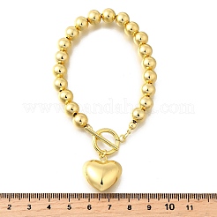 Charm-Armbänder aus Messing mit runden Perlen für Damen&nbsp;BJEW-D317-06G