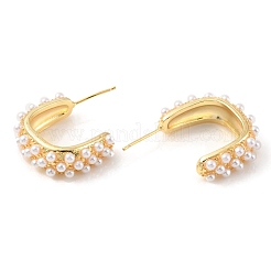 Boucles d'oreilles en forme de C avec perles en plastique&nbsp;EJEW-C060-04G