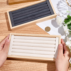 2 Stück 2 Farben Rechteckiges Holz mit Samt überzogen Ring Display Tabletts&nbsp;ODIS-BBC0001-04