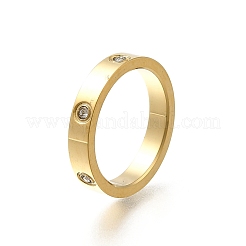 Bagues en acier inoxydable 304 avec strass en cristal pour femmes&nbsp;RJEW-B120-02G