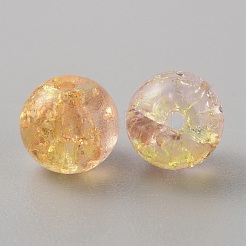 50 pz perle di vetro crackle trasparente&nbsp;GLAA-WH0024-07J