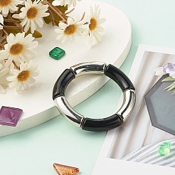 Juego de pulseras elásticas con cuentas de tubo curvo grueso para niñas y mujeres&nbsp;BJEW-JB06947