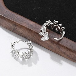 Orecchini a cerchio in ottone chiaro con zirconi cubici&nbsp;EJEW-Q014-01P