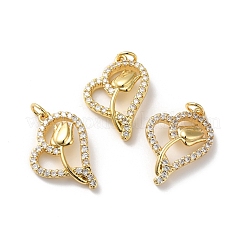 Pendentifs en laiton de placage de rack avec zircone cubique&nbsp;KK-D074-14G