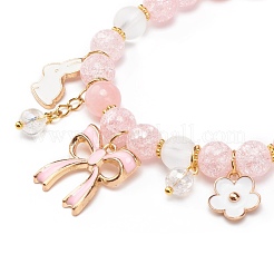 Stretch-Armband mit synthetischen Crackle-Quarzen und natürlichen gelben Jadeperlen&nbsp;BJEW-JB08527-01