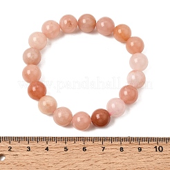 Bracelets extensibles en perles rondes de calcédoine naturelle teintée et chauffée de 10.5 mm pour femmes&nbsp;GG-CBA3F02-14B