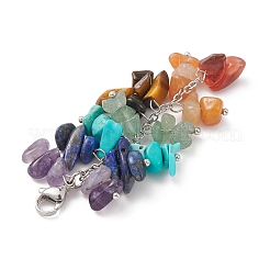 Chakra-Anhänger aus natürlichen und synthetischen Edelsteinsplittern mit Perlen&nbsp;HJEW-JM01235-02