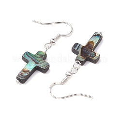 Orecchino pendente con conchiglia di abalone naturale/conchiglia di paua&nbsp;EJEW-JE05916-03