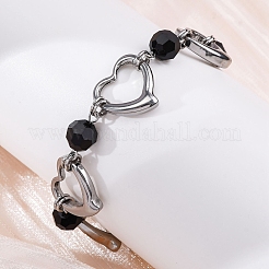 201 Edelstahl-Herzgliederkettenarmbänder&nbsp;BJEW-B078-177P-01