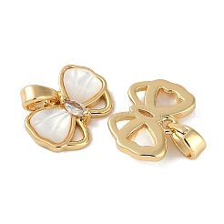 Messing klar Zirkonia Pflaster natürliche Shell Bowknot Charms&nbsp;KK-P283-09G