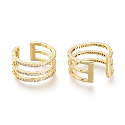 Messing Micro Pave klare Manschettenringe aus Zirkonia&nbsp;RJEW-I073-11G